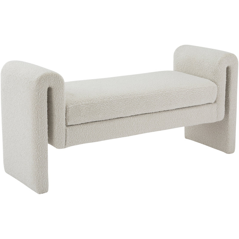 Banc rembourré Boucle, Tissu crème bouclé