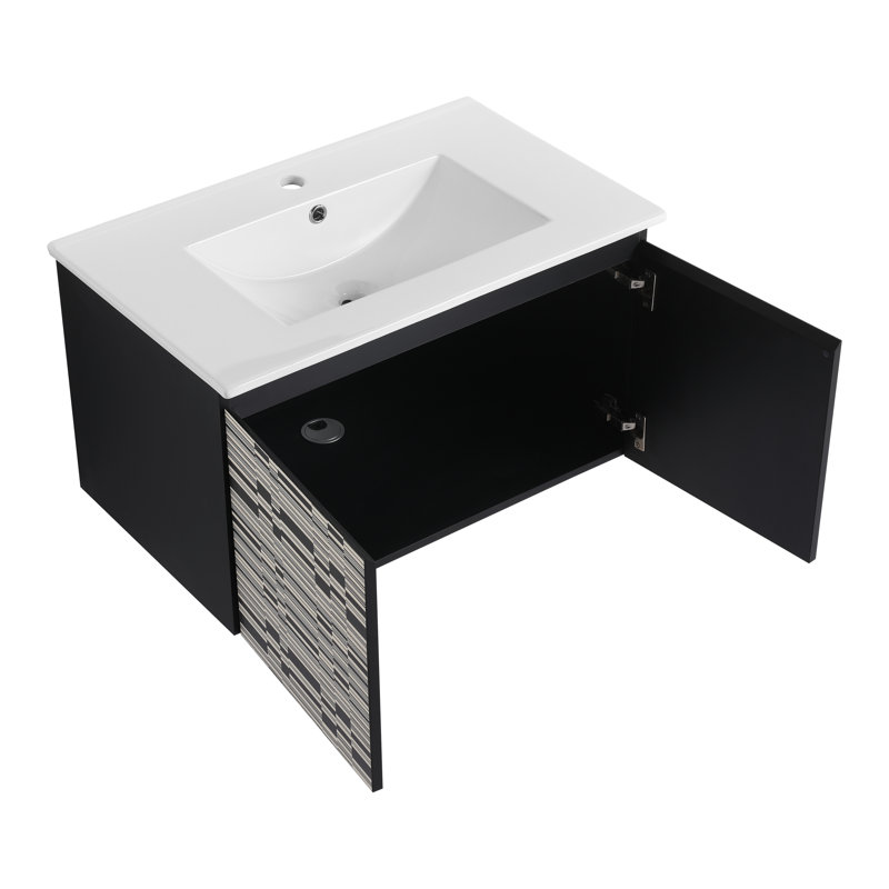 Meuble-lavabo simple 30 po avec plateau en céramique Kuebelling