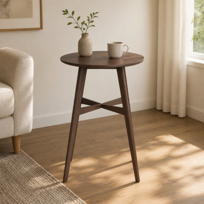 Table de bar ronde en bois Mid-Century