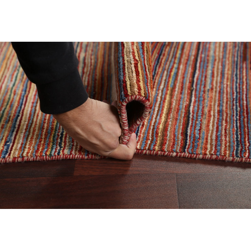Tapis de couloir multicolore en laine noué à la main 5 pi 0 po x 14 pi 7 po One Age of a Kind Kind