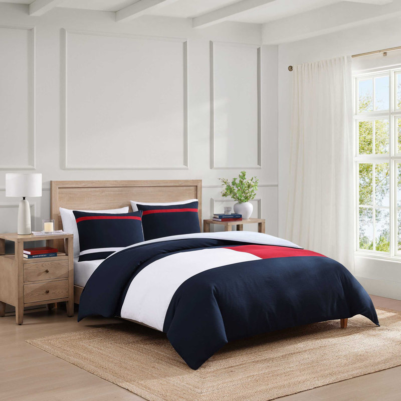 Ensemble de housse de couette Tommy Hilfiger Iconic Anniversary, Housse de couette pour grand lit et 2 taies décor