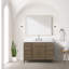 Meuble-lavabo simple en chêne blanc 48 po X P 22 po D, avec plateau en marbre de Carrare-117980194