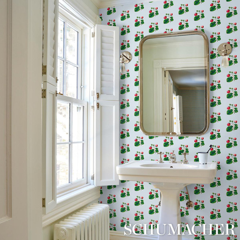 Schumacher x Johnson Hartig Strawberry Hill Wallpaper, White