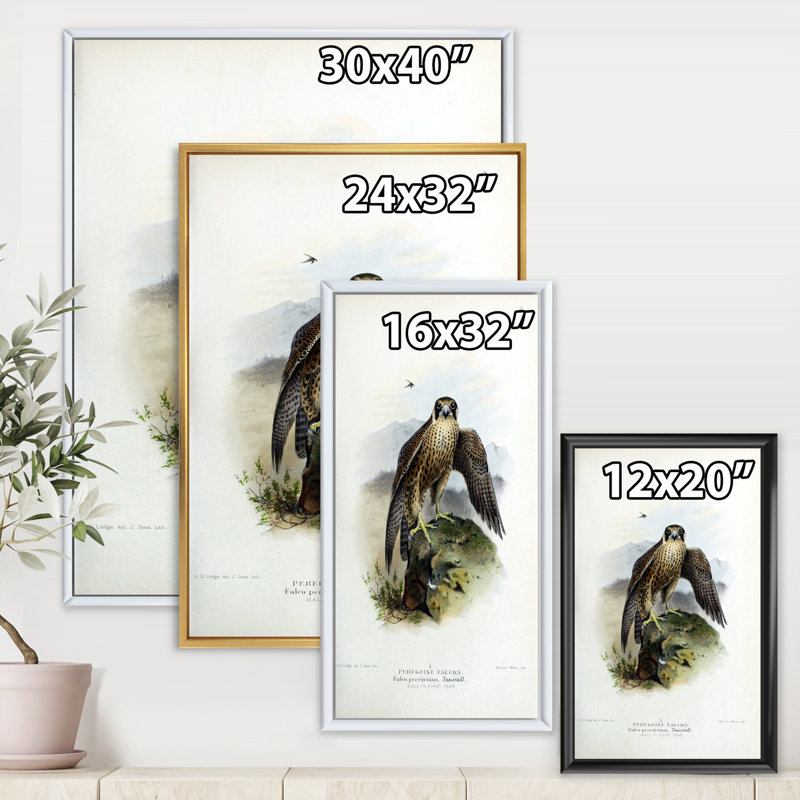 Vie d'oiseau rétro - peinture sur toile, H 32 po x l 24 po x P 1 po, Cadre flottant noir