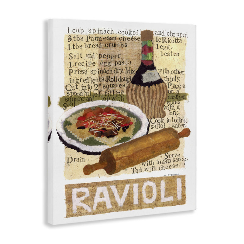 Art mural rétro sur toile, "Ravioli Recipe" par Nancy Overton, H 40 po x l 30 po