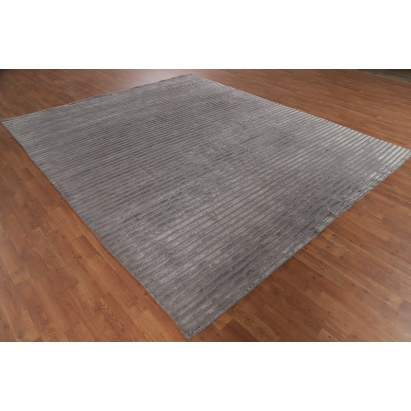 Tapis népalais moderne à rayures All-Over 8 x 10