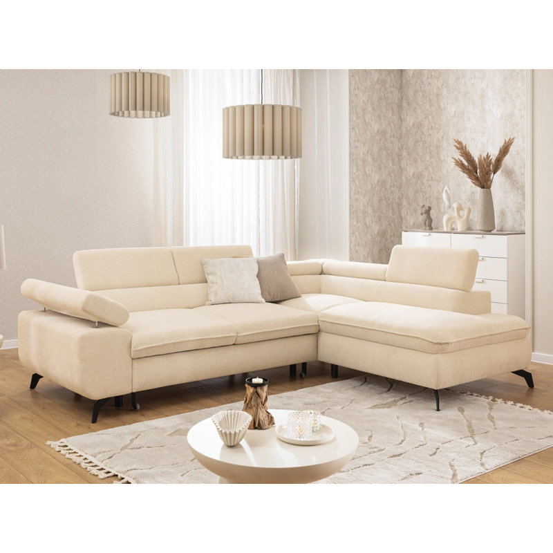 Bonnie 4 Seater Chenille Corner Sofa with Storage, Right-Hand Facing, Light Beige