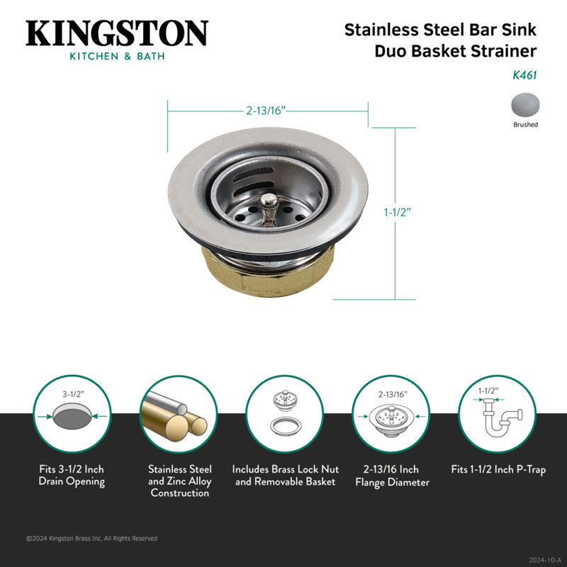 Kingston Brass Tacoma Stainless Steel Bar Sink Basket Strainer