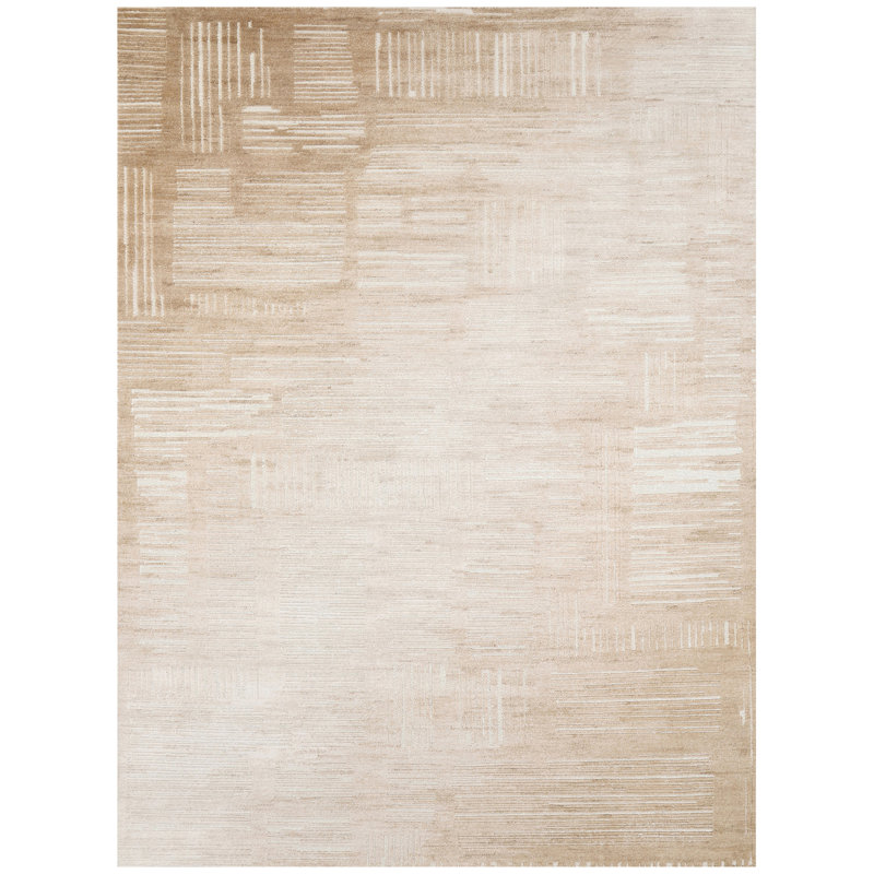 Tapis blanc et cuivre noué à la main de haute qualité, Rectangle 10 pi x 14 pi