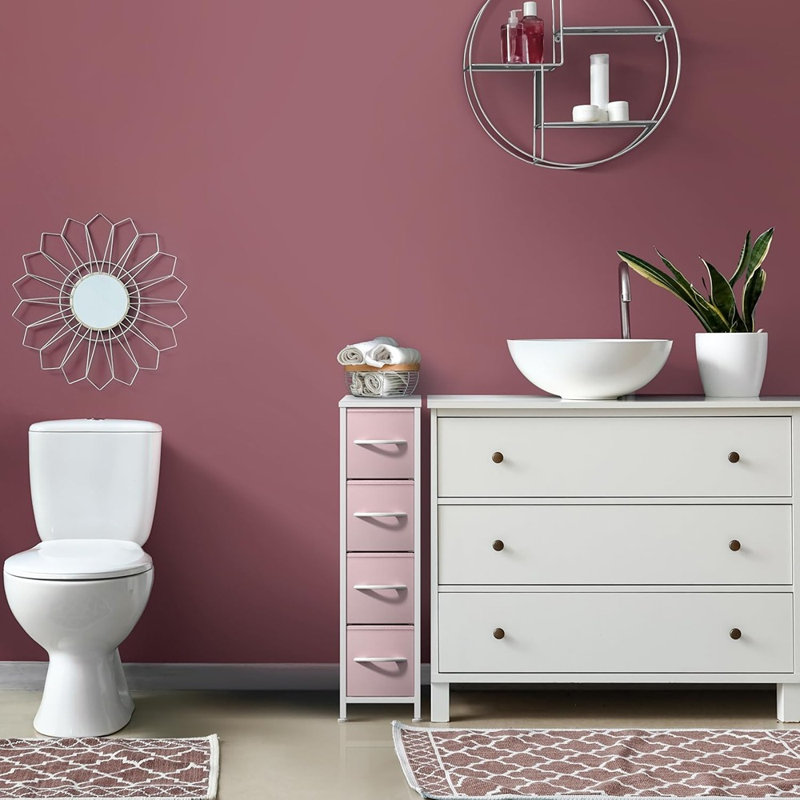 Organisateur de tiroir mobile rose en tissu