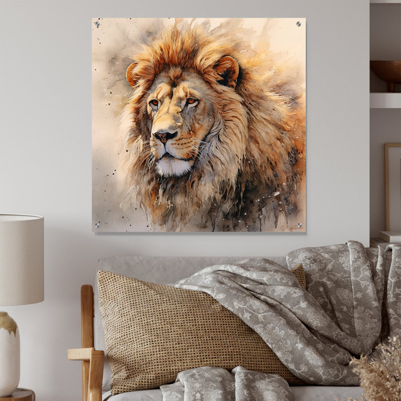 Tayvonne - lion, art mural acrylique, H 16 po x l 16 po