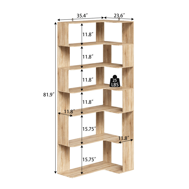Caidy Shelves Bookcase, Natural