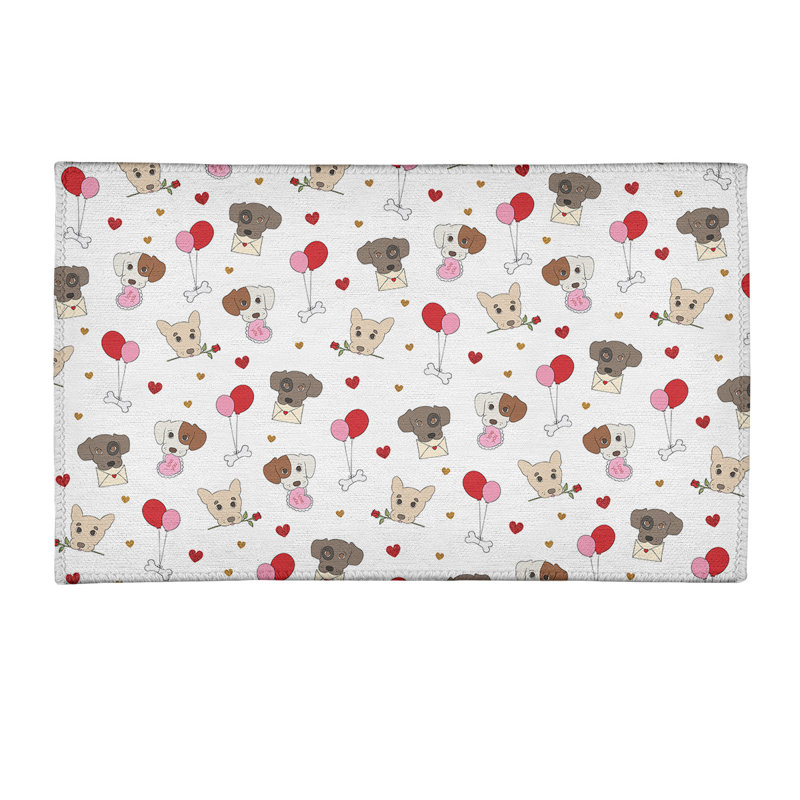 Tapis gris/rouge/rose fait main, Rectangle 3 pi x 5 pi