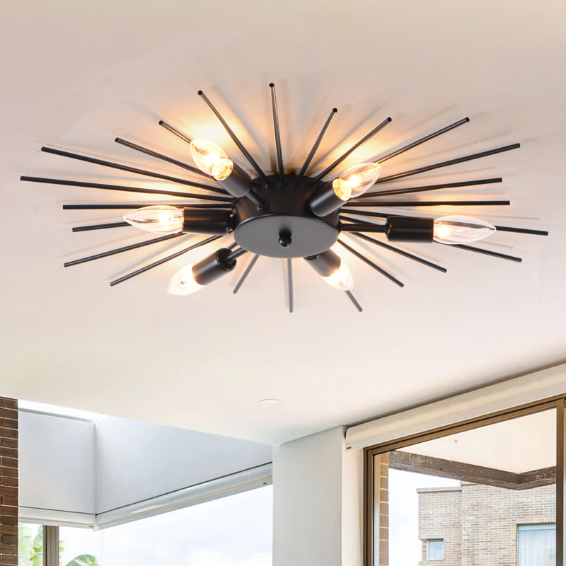 Freja 6 - Light 60cm Dimmable Sputnik Flush Mount, Black