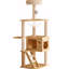 Chat moderne de 48,8 pouces avec poteaux à griffer, acrylique et belvédère pour chats d'intérieur, structure de tour stable de 48,8 po avec une apparence élégante naturelle et blanche