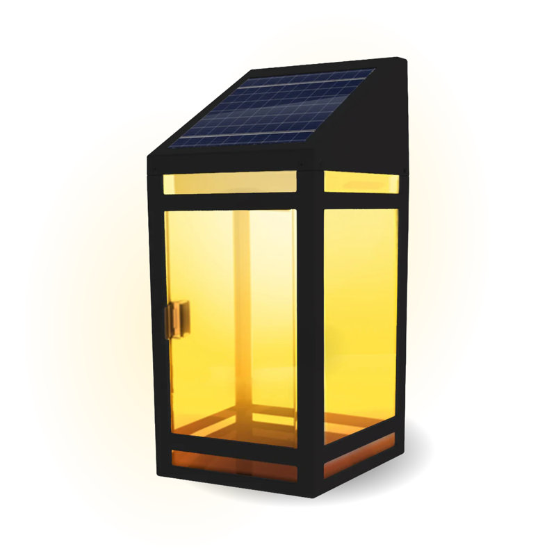 Alonie Outdoor Solar LED Wall Lantern, LED White/Amber, Clear