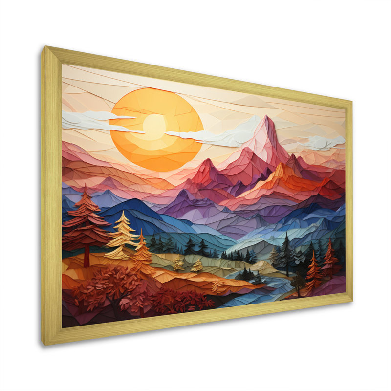 " Colourful Mountains Sharp Peaks II ", H 34 po x l 44 po x P 1,5 po, Cadre doré à une seule photo