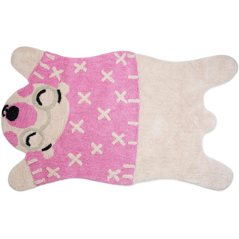 Tapis lavable beige et rose 2 pi x 4 pi