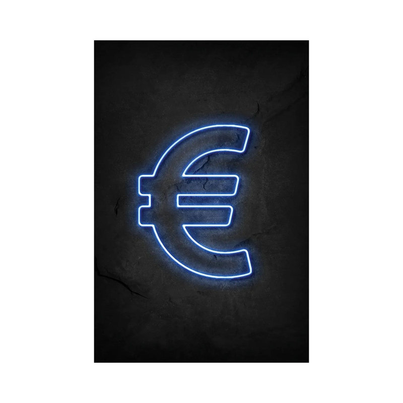Euroo Neon by Durro Art - Floater Frame Print on Canvas, Wrapped Canvas, 30.48cm H x 20.32cm W