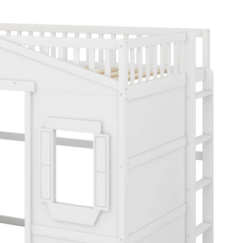 Lit mezzanine double avec échelle, Blanc