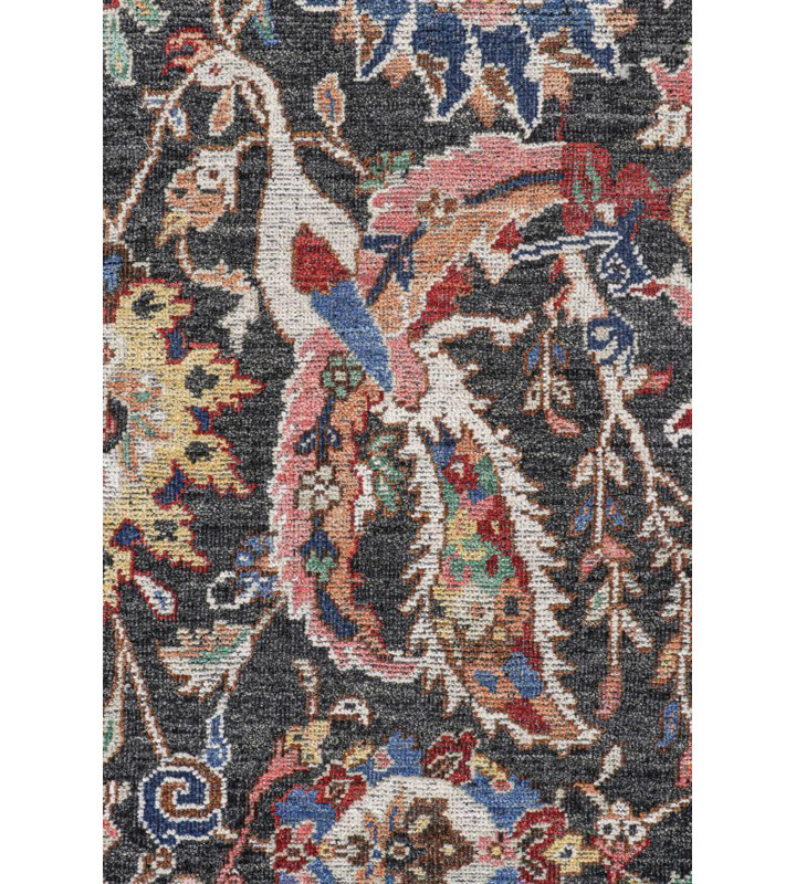 Rug & Kilim’S -Style Rug In Gray With Vibrant Floral Patterns, Square 4'