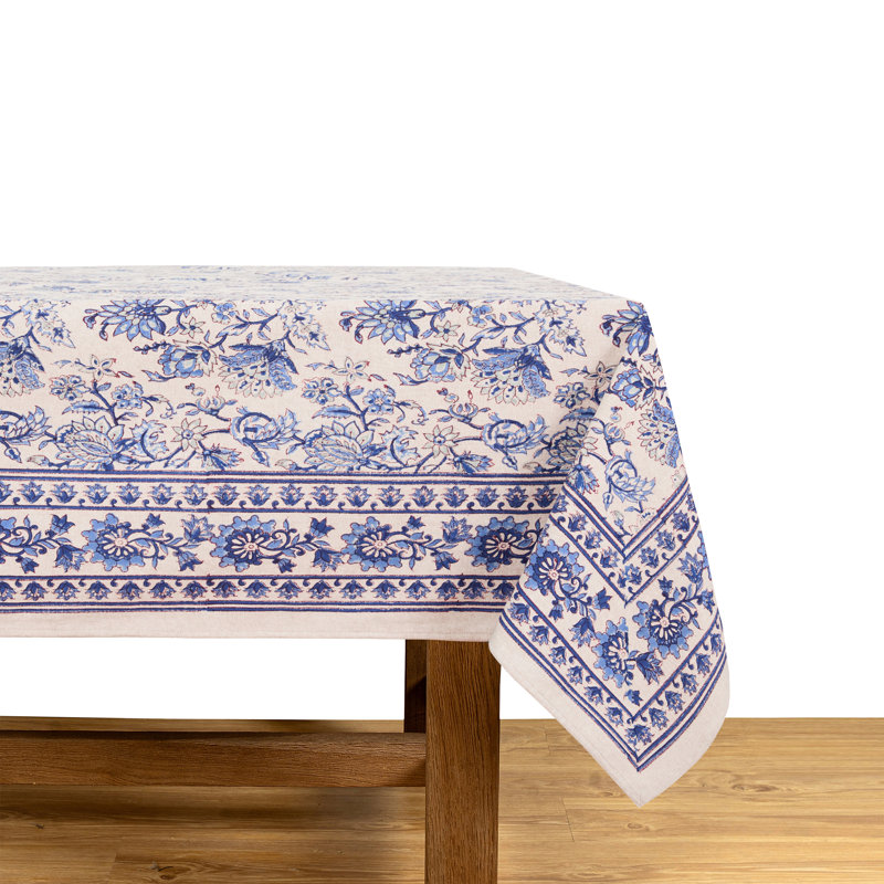 Nappe de jardin secret, Rectangle 71 x 128, Beige, bleu