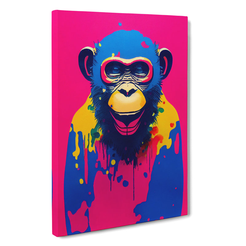 Paint Drip Monkey No.1 - Wrapped Canvas Painting, 50cm H x 35cm W x 3cm D, Wrapped Canvas