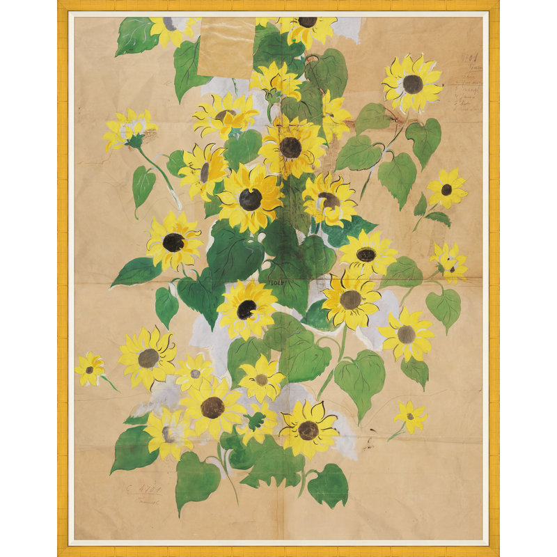 Sunflowers Print by Paule Marrot, Gold Framed, 54" H x 43" W x 1.25" D