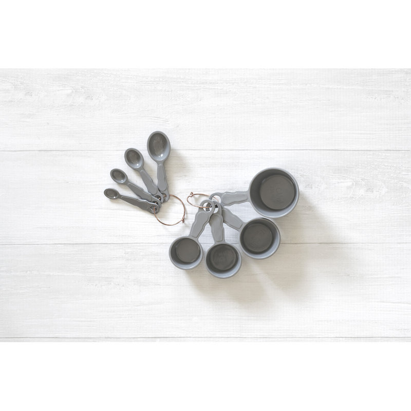 Ensemble de gobelet et cuillère en plastique 8 pièces menthe Bade, Gris
