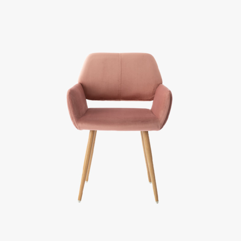 Chaise de salle à manger rembourrée en velours rose, Rose
