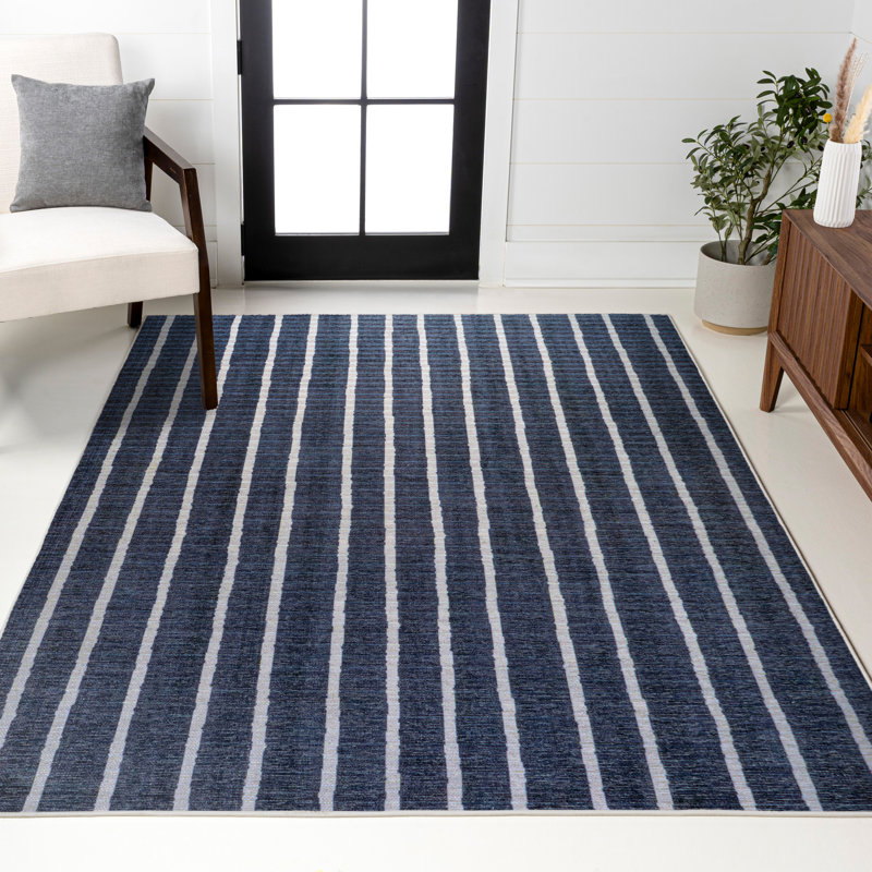 Tapis bleu marine / gris délavé Random, Rectangle 5 pi 3 po x 8 pi