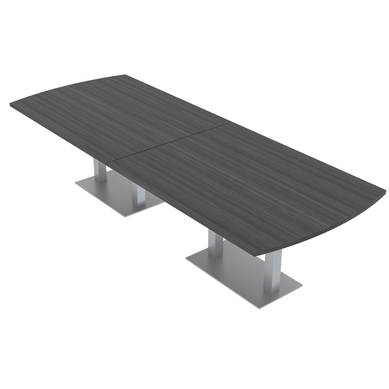Table de conférence Pavert Arc, Noir mat, Eucalyptus naturel, H 30 po x l 84 po x P 48 po
