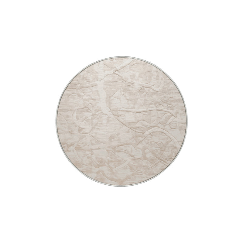Machine Washable Beige Area Rug, Round 6'