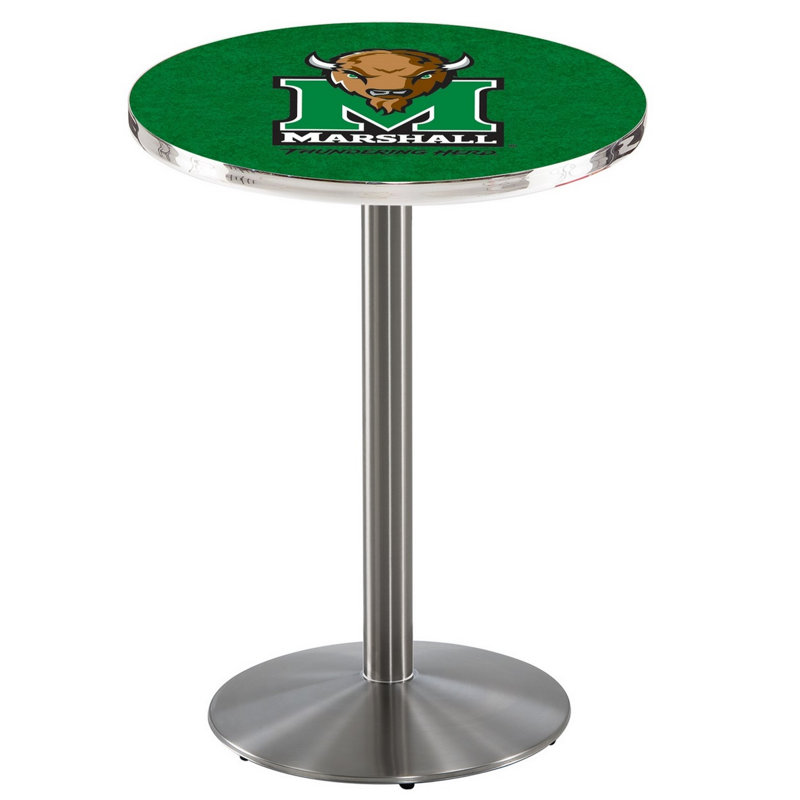 Round Metal Base Dining Table, Stainless Steel, Marshall University