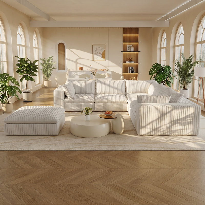 Canapé modulaire en velours côtelé à double couche Aurelia l 118,2 po x P 118,2 po x H 24,0 po