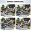 Garden Lounge Set For 5–6 People Modern Sofa Set Iron Frame Wooden Armrests