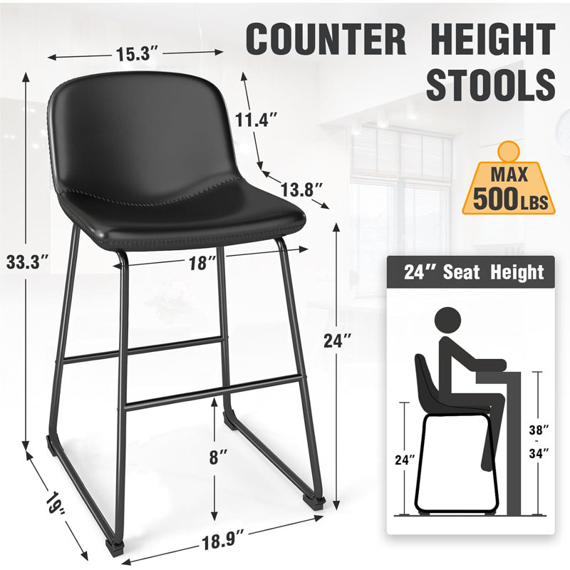 Ensemble de 2 chaises de salle à manger sans accoudoirs avec dossier jusqu'à 500 lb