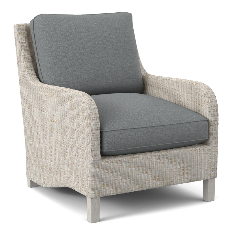 Fauteuil large 29 po Gibraltar, Tissu performance bleu clair 0851-55, Blanc antique givré