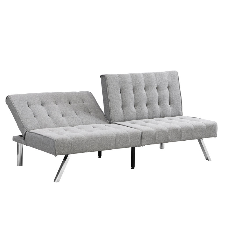 Wood Frame Bed In Grey, Stainless Leg, Fits Multiple Settings, 58.32 Lb Weight And Leg Grey Futon, Space Stylish, Gray
