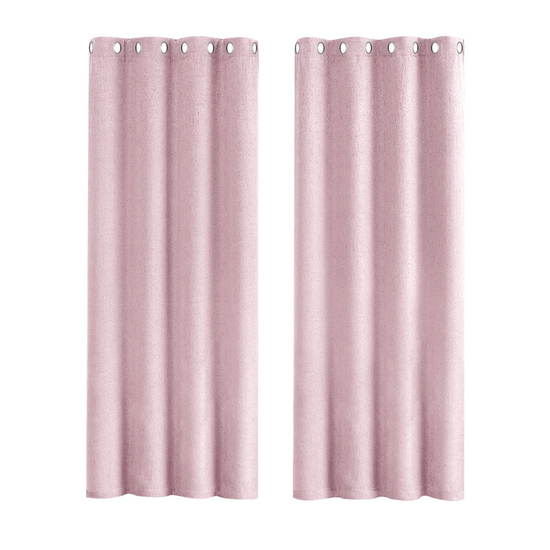 Linen Blend Blackout Curtain Panel Pair, Pink, 117cm Width x 137cm Drop