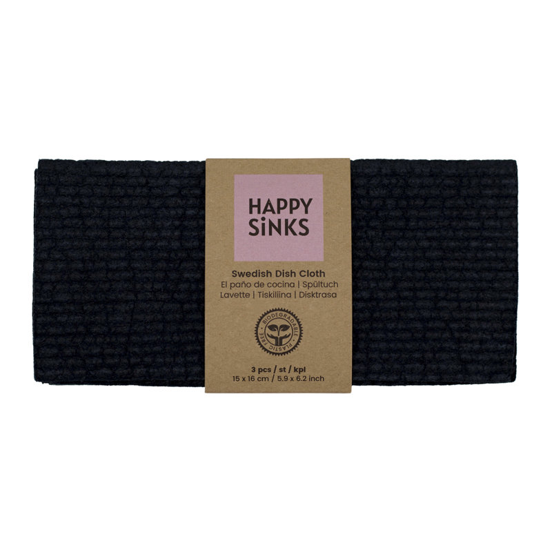 Swedish Dishcloth Set - Black - 3pcs, Black