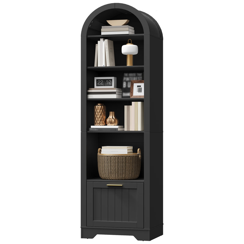 Tall Arched Bookcase, Black