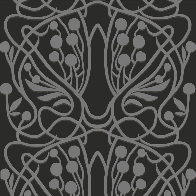 Vineyard 10' L x 25" W Wallpaper Tile, Black, Non-pasted, Faux Grasscloth