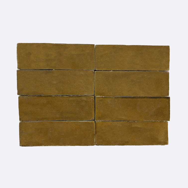 Handmade 2x6-in Moroccan Zellige Solid Color Caramel