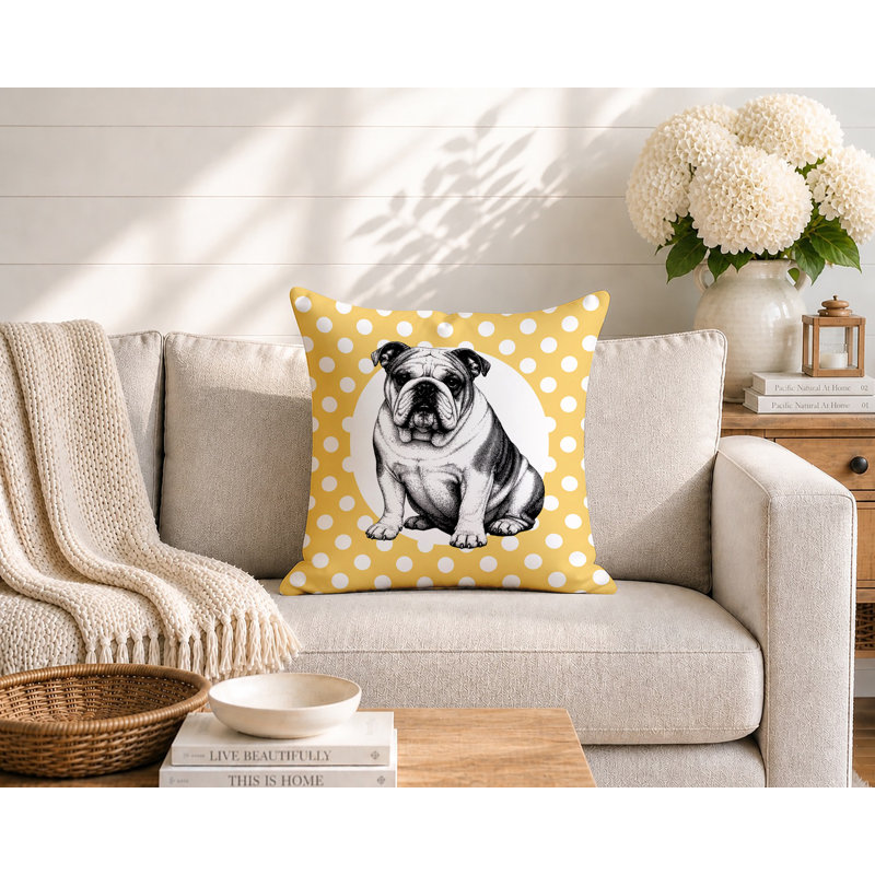Oreiller réversible intérieur / extérieur Bulldog, 20x20, Jaune