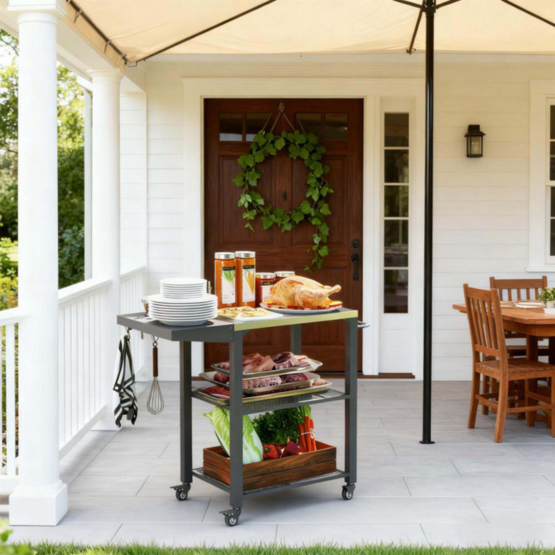 Stainless Steel Top Oven Stand With Foldable Side Table