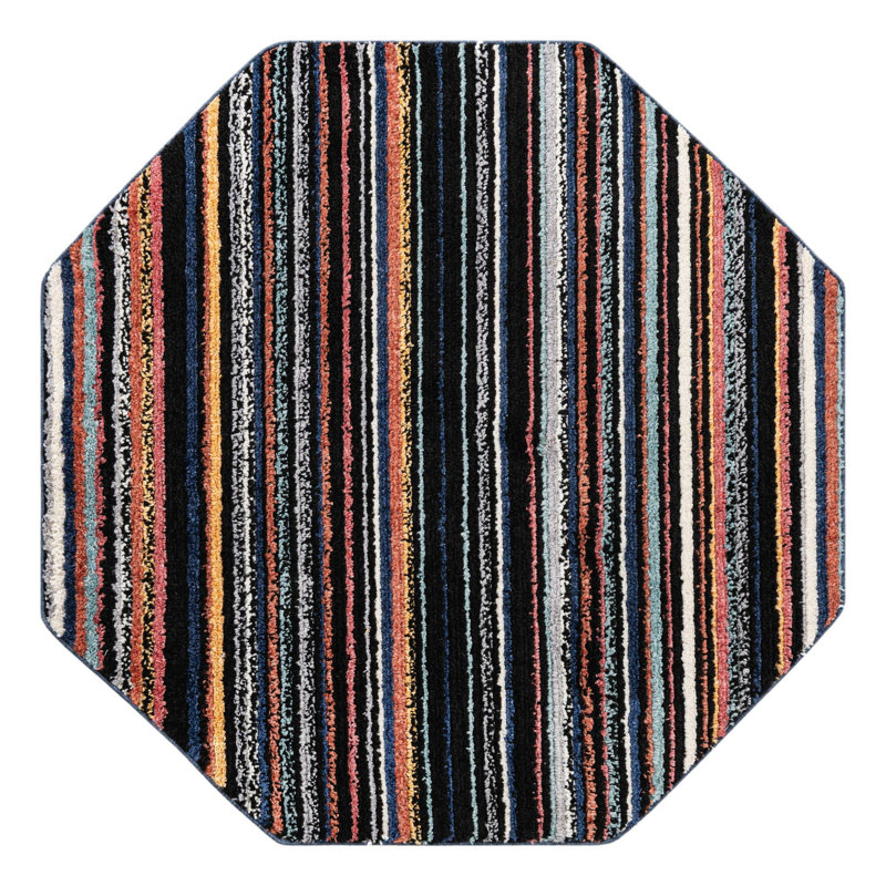 Prentice Striped Indoor Rug, Octagon 5'3" x 5'3"