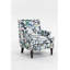 Chaise d'appoint rembourrée, fauteuil vintage avec tissu en lin papillon et garniture cloutée pour le salon