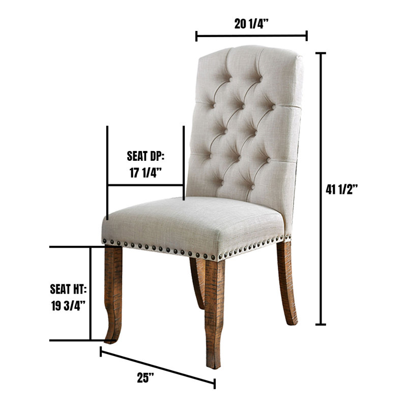 Gray Linen Upholstered High Back Parsons Side Chair