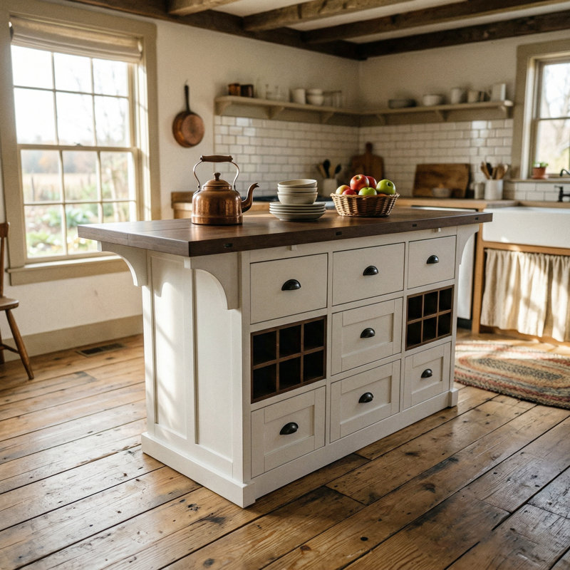 71" W Kitchen Island With Leaf